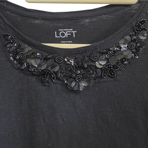 LOFT Black Bead Embellished Women's Top - Picture 3 of 5